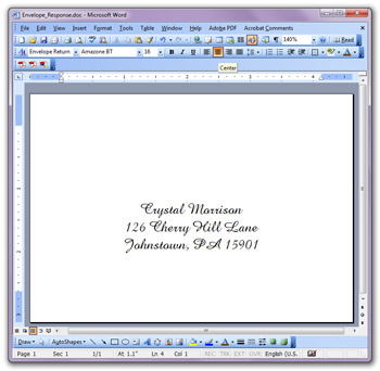 microsoft word 5x7 envelope template for mac