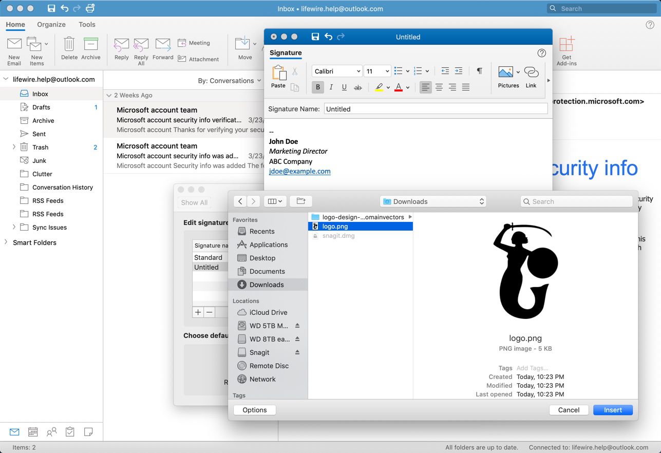 adding an outlook signature to outlook for mac
